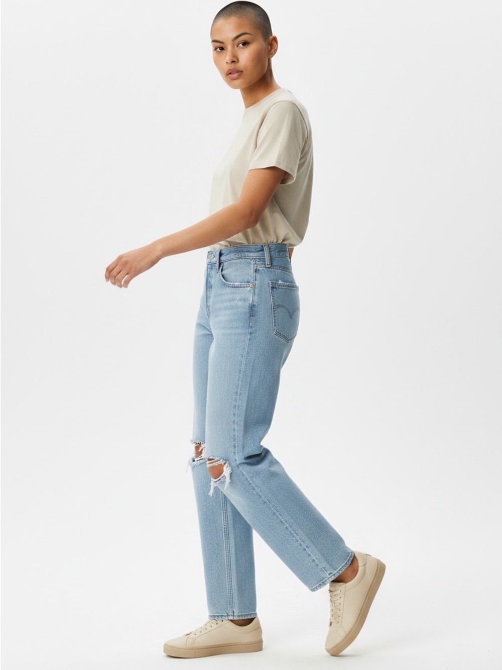 Levi’s Low Pro Straight Leg Light Wash Denim Jeans Size 30 Ripped Knees 30x30